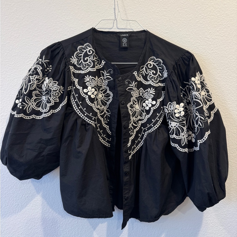 Liberty Black and White Embroidered Blouse